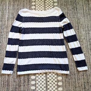 Tommy Hilfiger Striped Navy and White Long Sleeve Light Sweater
